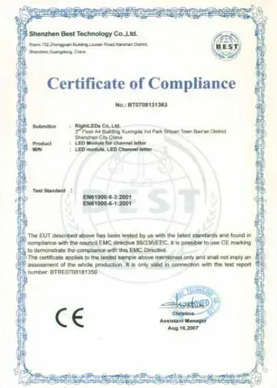 CE RoHS certified LED sign components