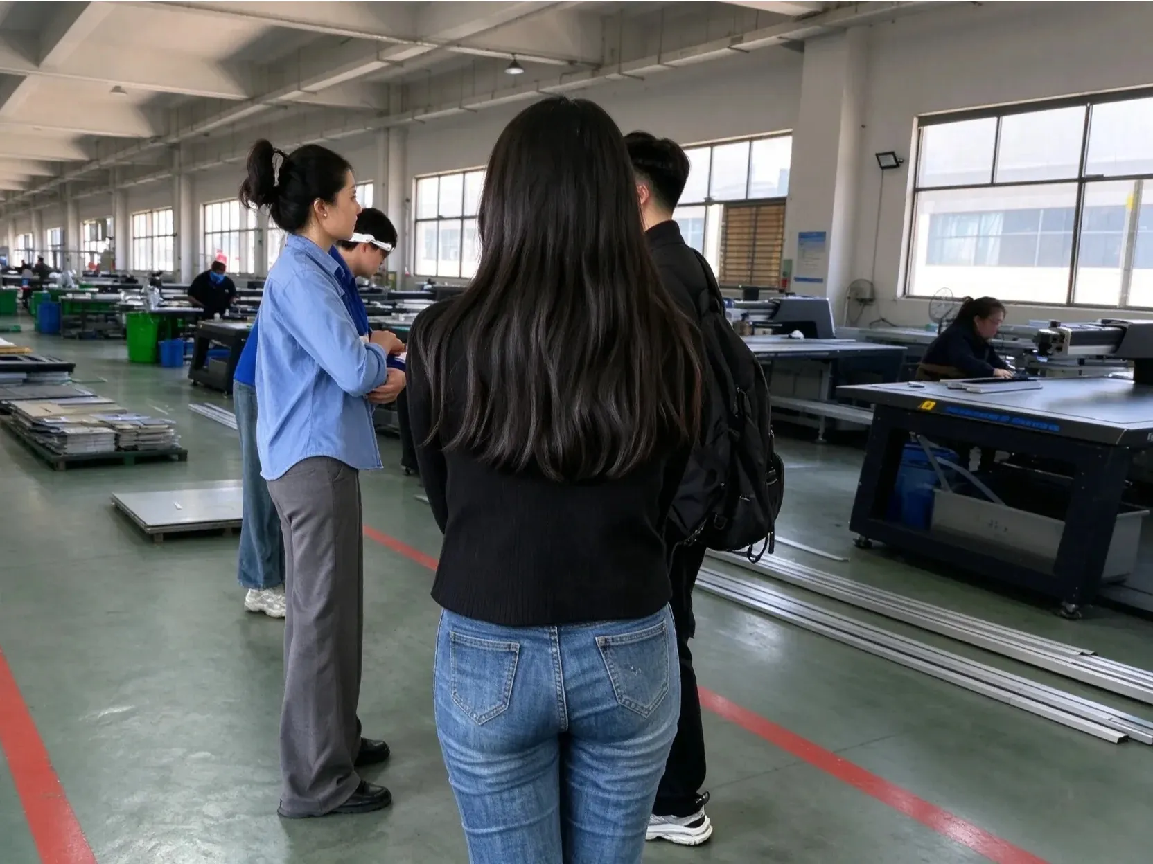 Buyer visiting production floor