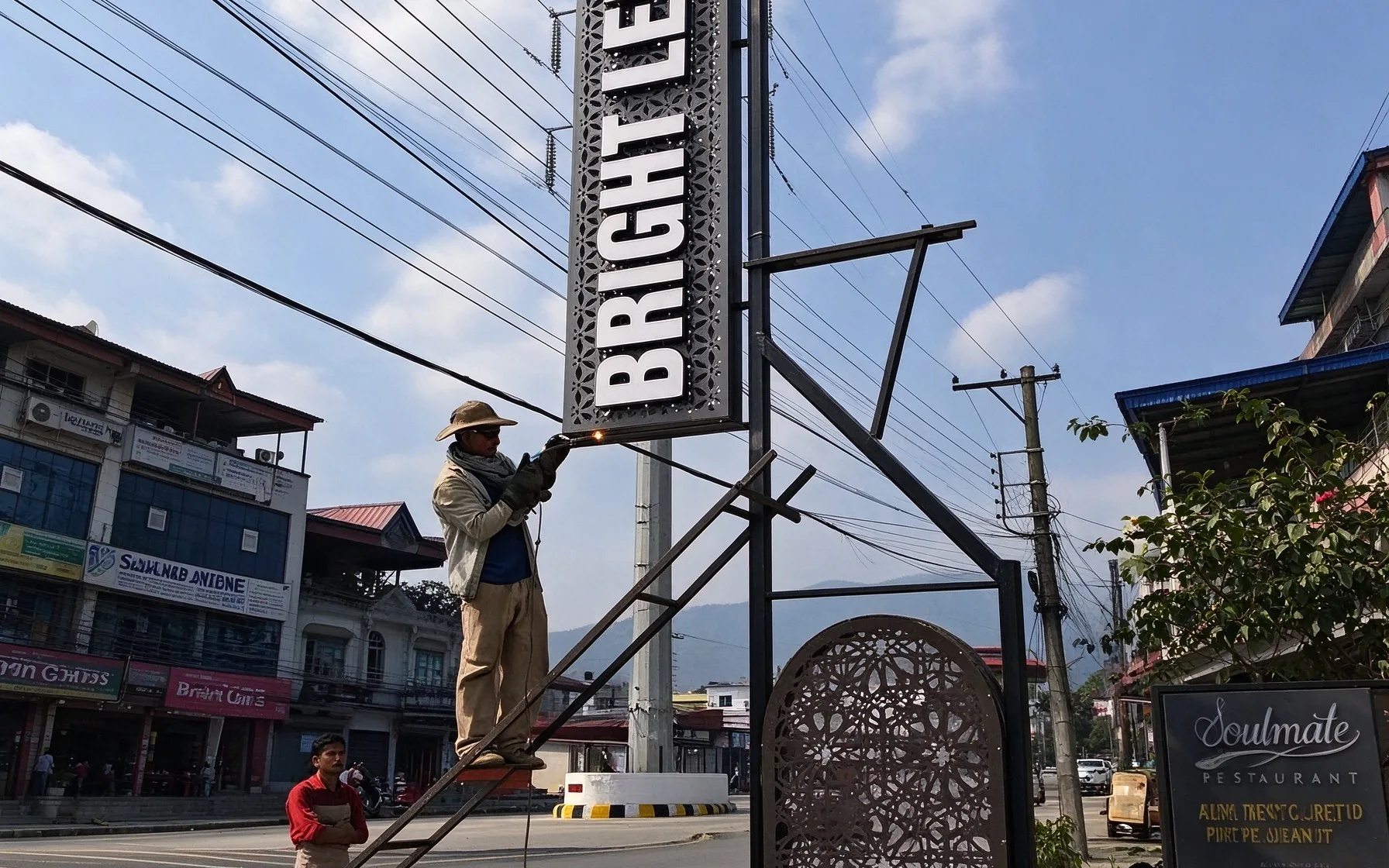 Professional LED sign on-site installation project