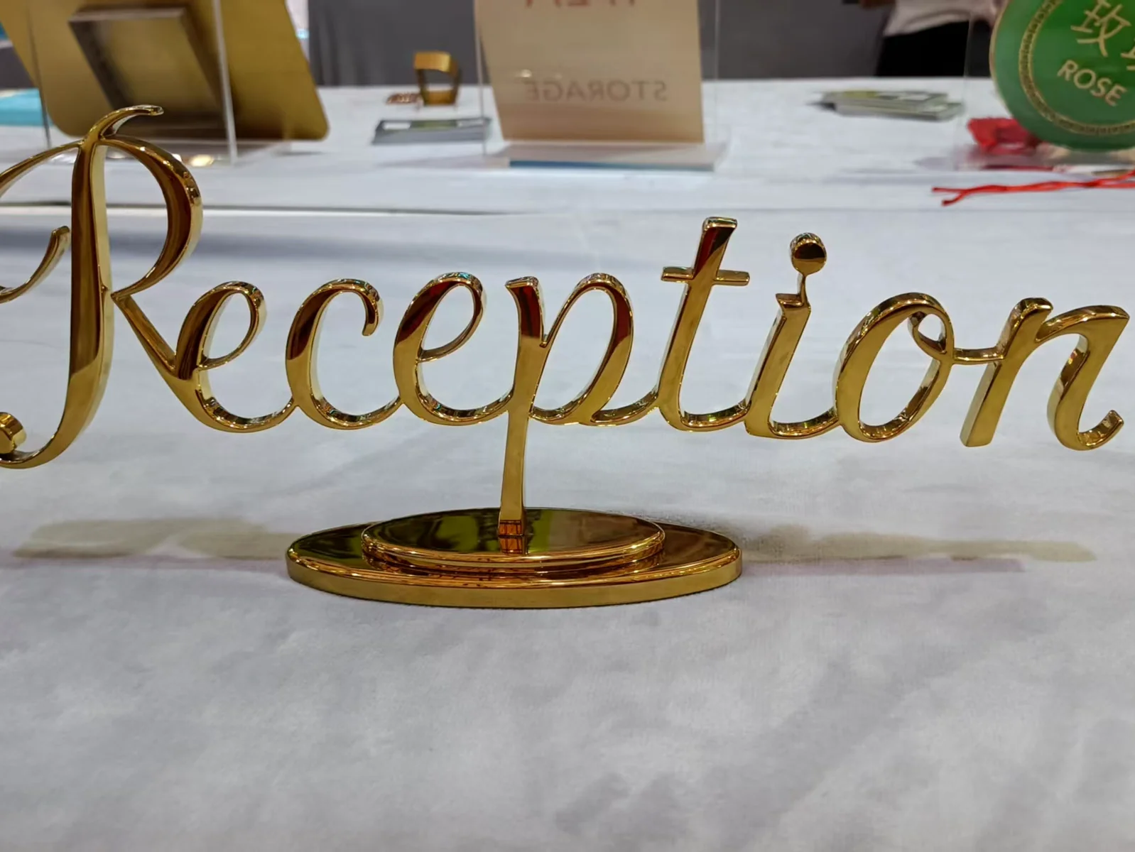 Custom metal logo sign for reception area
