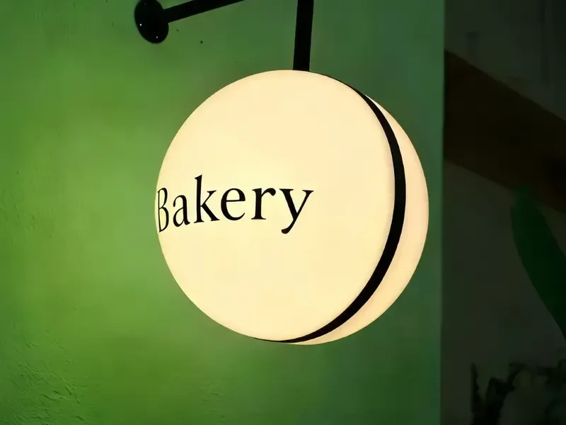 Angled double sided light box for coffee shop and bistro