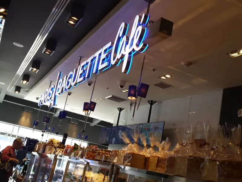 Dual-lit channel letters for in-store cafe interior branding