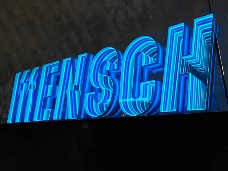 infinity mirror channel letters blue