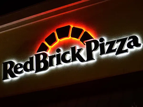 Reverse channel letters for pizza restaurant and pizzeria