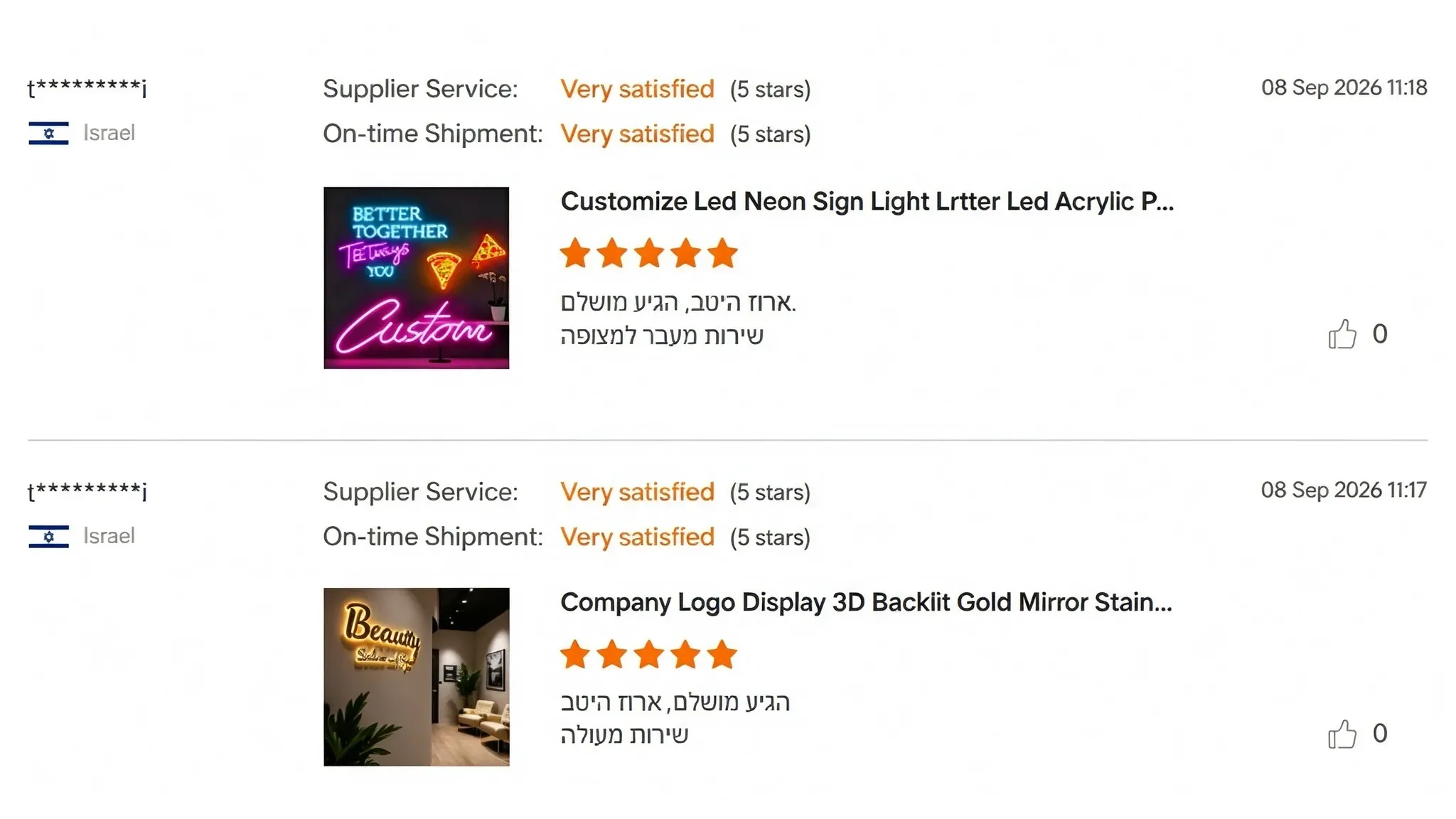 Retail store owner review of front lit signs