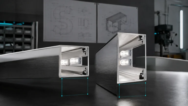 Channel letter cross sections comparing shallow and deeper fabricated returns with internal LED modules