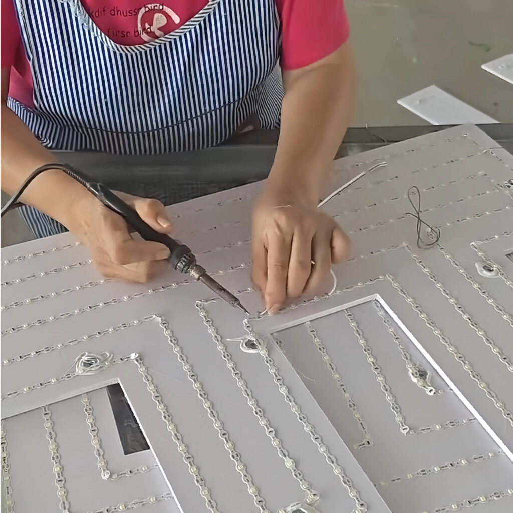 Soldering LED circuits and checking connections before final assembly