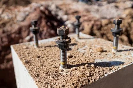 Concrete foundation with prepared anchor bolts for a freestanding site sign